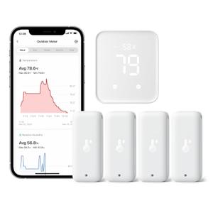 SwitchBot Wi-Fi Humidity Sensor 4 Pack with Hub 2 (Matter Enabled), IP65 Indoor Outdoor Thermometer Wireless, Humidity/Temperature/Dewpoint/VPD Sensor with Smart Alerts, Compatible with Alexa