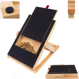 Dog Nail Scratch Board - Bamboo Nail Trimming Pad with Treat Drawer Box - File for Scratching Dogs Nails Naturally - Includes Non Slip Rubber Feet & Extra Filing Draw & Grooming Brush