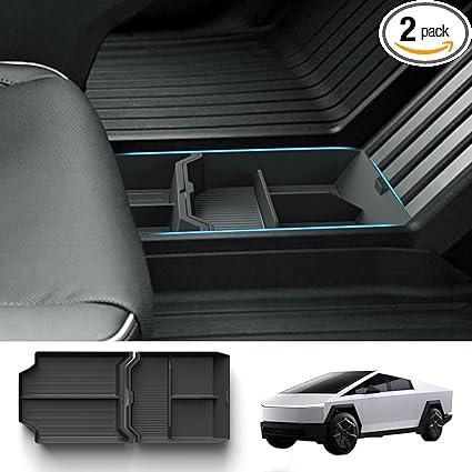 Floor Console Organizer for Tesla Cybertruck 2024 Lower Center Console Tray TPE Material Bottom Storage Box Caddy for Cybertruck Accessories, 2 Pack