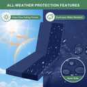 Summsun Chaise Lounge Cushions Outdoor Set of 4 - Waterproof and Fade Resistant Sun Lounger Replacement Cushions - Patio Lounger Pads with Removable Cover for Pool, Deck, 72 x 21 x 3 Inch, Navy, 72" x 21" x 3" | 4 Pack