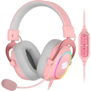 Redragon H510 Zeus-X RGB Pink Wired Gaming Headset - 7.1 Surround Sound - 53MM Audio Drivers in Memory Foam Ear Pads w/ Durable Fabric Cover- Multi Platforms Headphone - USB Powered for PC/ PS4/ NS