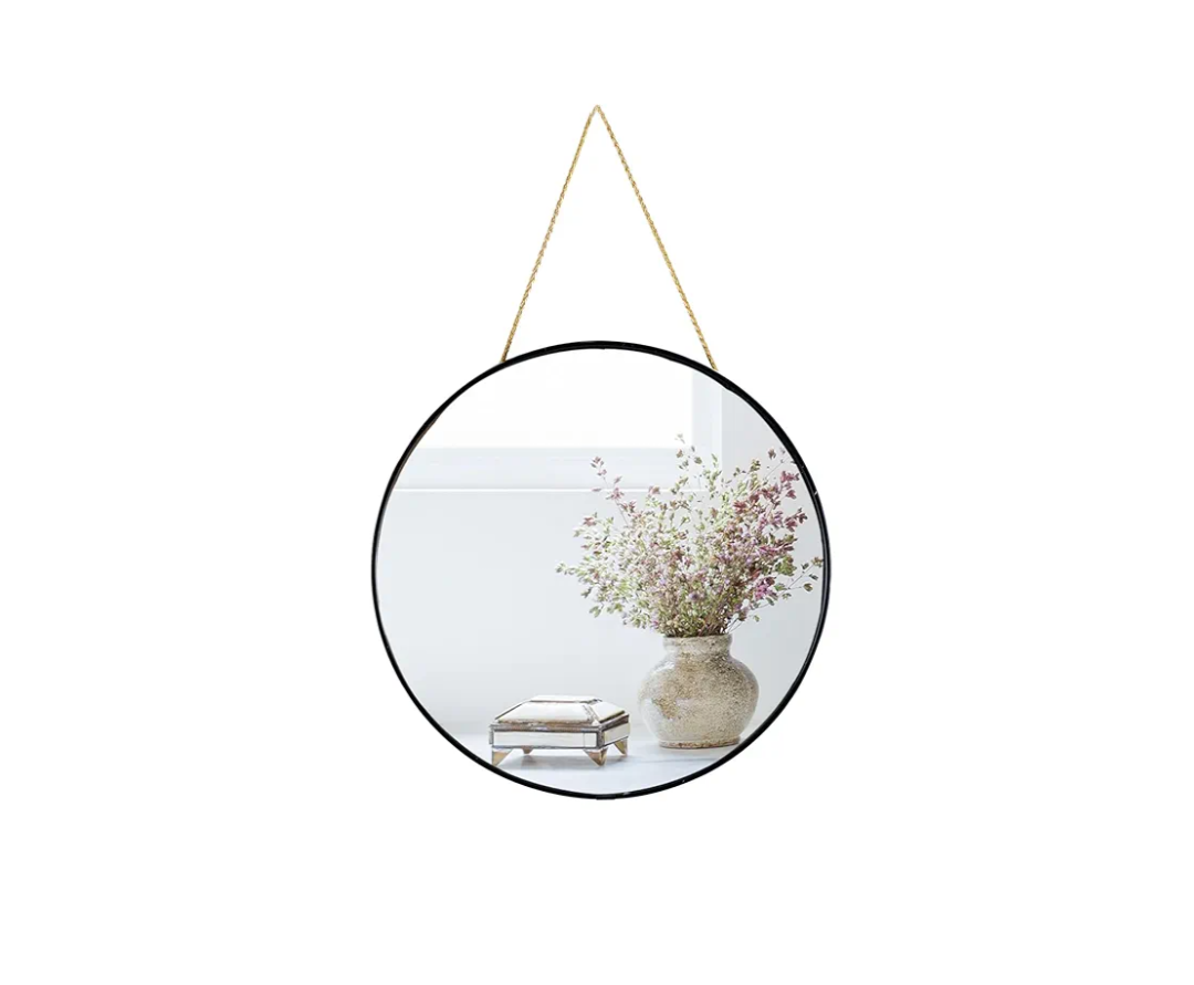 Small Round Wall Mirror,Bathroom Mirror (Black, 11.8 in.)