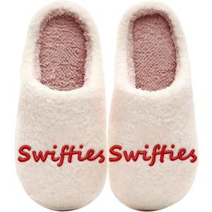LNERIP Womens Mens House Slippers Fuzzy Slides Memory Foam Slippers Slip on Anti-Skid Sole Bedroom Indoor Outdoor  (9-10 Women/8-8.5 Men, 2-Swifties)