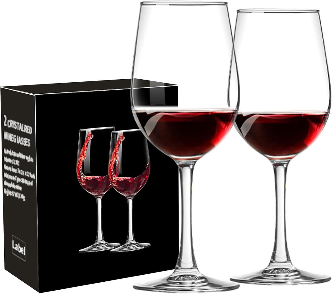 Glasses Set of 2, 10 OZ Long Stem Glasses Set for Red and White, Christmas Gift, Mother's Day Gift