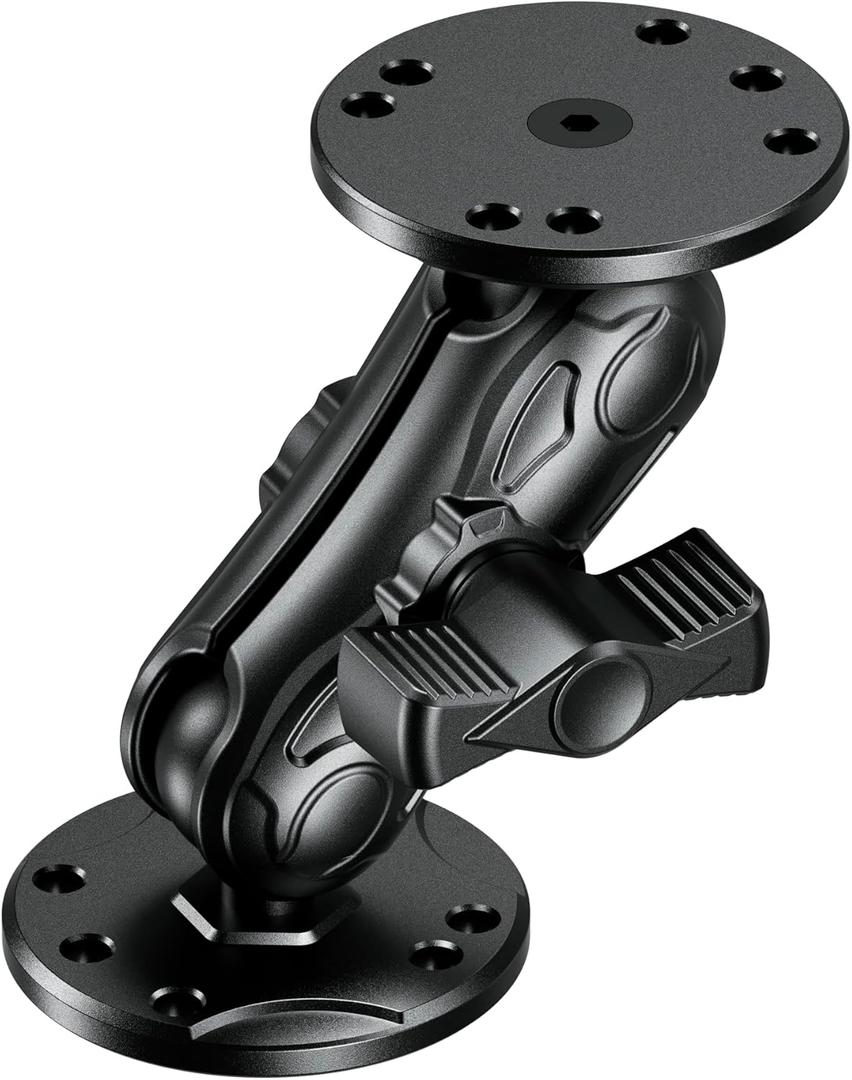 Aluminum Alloy 1" Ball Mount for Garmin Striker 4, Fish Finder Mount with AMPS Hole Round Plates, 3.5" Medium Arm Marine Electronic Holder Compatible with Lowrance, Humminbird, Raymarine