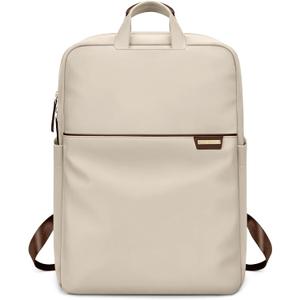 Slim Laptop Backpack for Women, Lightweight Business Backpack for Women Computer Bag Purse for Commuting, Fit 17.3 Inch, Apricot