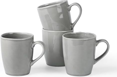 famiware Aurora Coffee Mugs, 14oz Mug Set of 4, Stoneware Mug, Cups for Kitchen, Cappuccino, Latte, Reactive Glaze, Microwave Safe, Scractch-resistant, Slate gray