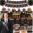 Vintage 40th Birthday Decorations - 14 Pcs Back in 1986 Retro Sunset Party Banner Centerpieces Cake Topper Sash Hanging Swirls Paper Fans Set Cheers Happy Bday Decor Supplies for Men Women