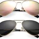 NULOOQ Extra Small Aviator Polarized Sunglasses for Small Face Women Men Juniors and Kids 52mm & 58mm (A5* (Gold/Black + Gold/Pink Mirrored) - 2 Pack)