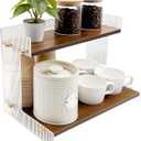 SNAIL GARDEN Acrylic & Wood Coffee Station Organizer with Raised Edges, 2-Tier Coffee Bar Organizer with Sturdy Flat Base, Premium Walnut Finish for Kitchen Countertop Storage