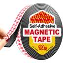 Sticky Magnetic Tape Roll (1in x10ft) - Flexible Magnet Strip with Adhesive Backing for Crafts, Kitchen, Whiteboards, Fridge, DIY Organization