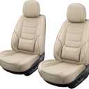 Front Seat Covers for Cars Breathable Leather Seat Covers Waterproof Seat Protectors Universal Fit for Most Automotive Cars SUV Trucks Van (Beige, Front Pair)
