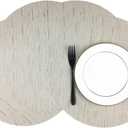 WAZAIGUR Round Placemats Set of 4 Woven Vinyl Easy to Clean Heat Resistant Kitchen Table Mats 15 Inch(Cream 4)