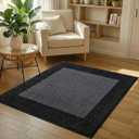 Area Rug Runner Sets 48" x 48" and 85"×32" Washable Kitchen Mats for Floor Non Slip Rubber Backed Kitchen Rugs Braided Indoor Floor Carpet for Entryway, Hallway, Kitchen, Bedroom, Black/Grey