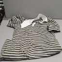 BLENCOT Women's Casual Polo V Neck T Shirt Striped Dress Summer Puff Short Sleeve MIdi Dresses Size Medium