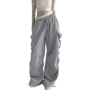 Women's Wide Leg Sweatpants Elastic High Waist Straight Leg Sweatpants Teen Girl Baggy Sweatpants with Pockets (Small, Cargo)