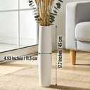 17.7 Inch White Ceramic Floor Vase, Tall Decorative Vase with Glossy Glaze, Big Standing Flower Vases for Pampas Grass, Modern Home Decor for Living Room, Office, Bedroom, Dining Corner