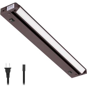 GETINLIGHT 16-inch Swivel LED Under Cabinet Lighting, 2 Color Levels, 2700K/4000K, Dimmable with Wall Dimmers, Plugged-in Only,Bronze Finished, IN-0109-4-BZ