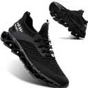 Vooncosir Men's Fashion Sneakers Breathable Mesh Running Shoes Blade Non Slip Soft Sole Casual Athletic Lightweight Walking Shoes(12, All Black)