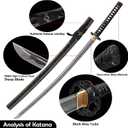 Wuton Real Katana Sword Sharp 1060 High Carbon Steel Real Samurai Sword Full Tang Battle Ready Japanese Samurai Swords Display Collection