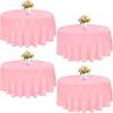 4 Pack Round Tablecloth 90" Polyester Washable Fabric Table Covers for Wedding Dining Table Parties Banquet Decor（Pink）