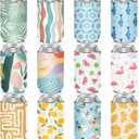 12 Pack Summer Can Cooler Sleeve Insulated Neoprene Can Coolers in Bulk, Beach Pool Bottle Can Drink Holder Party Decorations, Men Women Birthday Bachelorette Party Favor Gifts (Standard)