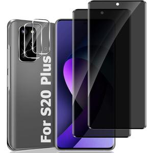 Geviaho 3 Pack  Pack For Galaxy S20 Plus Privacy Screen Protector with Camera Lens Protector,28° Anti-Spy, 9H Hardness Tempered Glass,3D Curved,High Sensitivity, Anti Glare For Samsung Galaxy S20 Plus (6.7 Inch)  10 Items