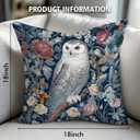 Vintage Owl Flowers Decorative Throw Pillow Cover William Morris Inspired- Vintage Flower Gift Art Farmhouse Cushion Pillowcase for Sofa Couch Bed Outdoor Living Room Home Decor (White Owl)