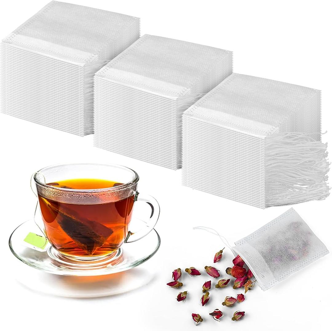 1600 Pcs Disposable Tea Bags Muslin Bags with Drawstring Spice Bags Filter Bags Empty Tea Infuser Sachets Small Cheese Cloth Bag for Loose Leaf Tea Coffee Spice