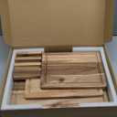 3 Pcs Acacia Wood Cutting Board Set with Holder Stand Meat Chopping Board Set Large Charcuterie Boards Solid Wooden Cutting Boards for Kitchen Decor Carving Butcher Block Bread Serving Cheese Board