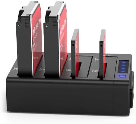 ORICO 4 Bay External Hard Drive Docking Station USB 3.0 to SATA I/II/III for 2.5''/3.5'' HDD SSD with Hard Drive Clone Function Slope Design Support UASP [4 x 20TB]-6648US3
