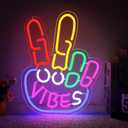 Good Vibes Neon Sign, Yeah Good Vibes Neon Sign for Wall Decor, Dimmable USB-Powered Sign with ON/OFF Switch, Colorful LED Light-Up Sign for Bedroom, Nursery, Club, Bar, and Party Decor