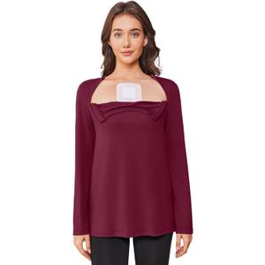 Deyeek Chemo Shirts for Women with Dialysis Port Access 2 Side Zippers Long Sleeve Shoulder Post Surgery Shirt (M)