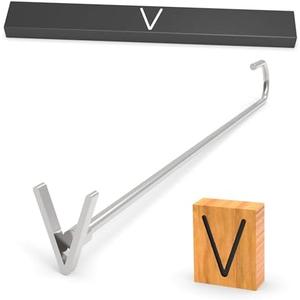 PKPKAUT Steak Branding Irons Personalized for Steak, Buns, Wood & Leather | Personalized Stainless Steel BBQ Brander | Branding Stick with Gift Box | 12" Hand-Forged Handle (3" Letter, V),3pack
