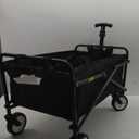 Seina Heavy Duty Collapsible Folding Powder Coated Steel Frame Compact Outdoor Garden Camping Utility Wagon with 150 Pound Load Capacity, Black