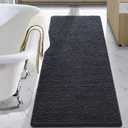 LOCHAS Luxury Bathroom Rug Shaggy Bath Mat 24 x 70 Inch, Washable Non Slip Bath Rugs for Bathroom Shower, Soft Plush Chenille Absorbent Carpets Mats, Dark Grey