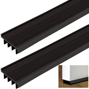 2 Pcs 4 Feet Black Vinyl Door Bottom Adjustable Weatherstrip Door Bottom with Drip Cap Weatherproof Under Doors Seal for Gaps from 1/4'' to 9/16'' for 1 3/4'' to 2'' Thick Doors