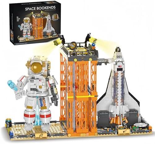 2 pack RWSEFK Spaceman and Spaceship Toy Set, Space Astronaut and Rocket Launch Center Building Blocks Kits, Living Room Bookshelf Display Ornaments, 1623 Pcs. x 2 