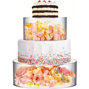 2Pcs Acrylic Cake Stand, 6*8 Inch Fillable Cupcake Display Stands for Dessert Table, Clear Cake Riser 2 Tier Round Cylinder Case for Wedding Birthday Christmas Party