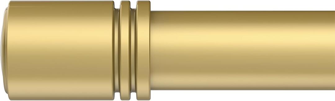 Curtain Rods for Windows 66 to 120 inches, 6/8 inch Diameter Adjustable Length End Cap Style Curtain Rod Set, Decorative Curtain Rod with Brackets - Gold