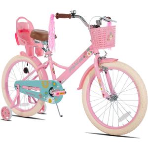JOYSTAR Little Daisy Kids Bike for Girls Boys Ages 2-10 Years, 12 14 16 20 Inch Girls Bikes with Doll Bike Seat & Streamers, Boys Bike with Flag & Number Plate, Multiple Colors