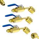 3Pcs A2L R-32 R-454B Ball Valve Adapter, 1/4" Left-Hand Female to 1/4" Right-Hand Male Flare Fittings, for R-32/R-454B A2L Refrigerant LH Tanks and RH Service Hose, R32 R454B Ball Valve Adapter