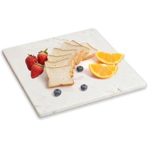 Diflart Natural Marble Stone Cutting Board for Kitchen, 16x16 Inch, White with Gold Veins, Marble Slab Pastry Board Large with Non-Slip Feet for Backing, Cheese, Chocolate, Pack of 1 Piece