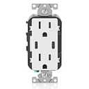 Leviton 30W (6A) USB Dual Type-C/C in-Wall Charger with 15A Tamper-Resistant Outlet, USB Charger for Smartphones and Tablets, Not for Laptops, T5637-W, White