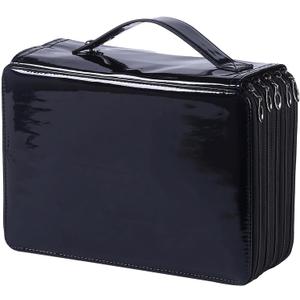 250 Slots Colored Pencil Case with Zipper Closure Pencils Bag Waterproof PU Leather Pen Organizer Storage Holder for Artist (Black)