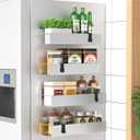 4 Pack Magnetic Spice Storage Rack Organizer for Refrigerator and Oven, Silver Fridge Organizers and Storage