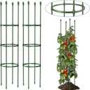 Round Heavy Duty Tomato Cage - 55 Inch Steel Core Plastic Coated Garden Trellis, 4-Post Rustproof Plant Support for Tomato/Cucumber/Beans, No Tools Snap Assembly
