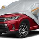 Waterproof Car Cover for 2001-2026 Toyota Highlander, Custom-fit All Weather Sun Rain UV Dust Snow Protection Outdoor Highlander Full Car Cover with Door Zipper and Cotton Lining-Gray