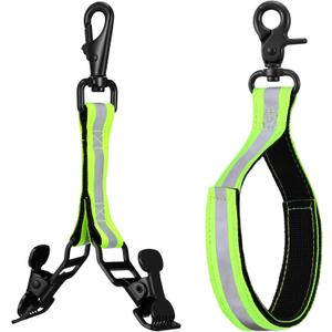 2 Pieces Firefighter Glove Strap with Reflective Trim Firefighting Glove Safety Strap Turnout with Swivel Snap Hook Clip (Green)
