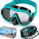 Swimming Goggles Scuba Snorkeling Mask for Adults, Adjustable Elastic Knitted Strap Swim Goggles, Tempered Glass with Panoramic Scuba Snorkel Diving Mask for Adults